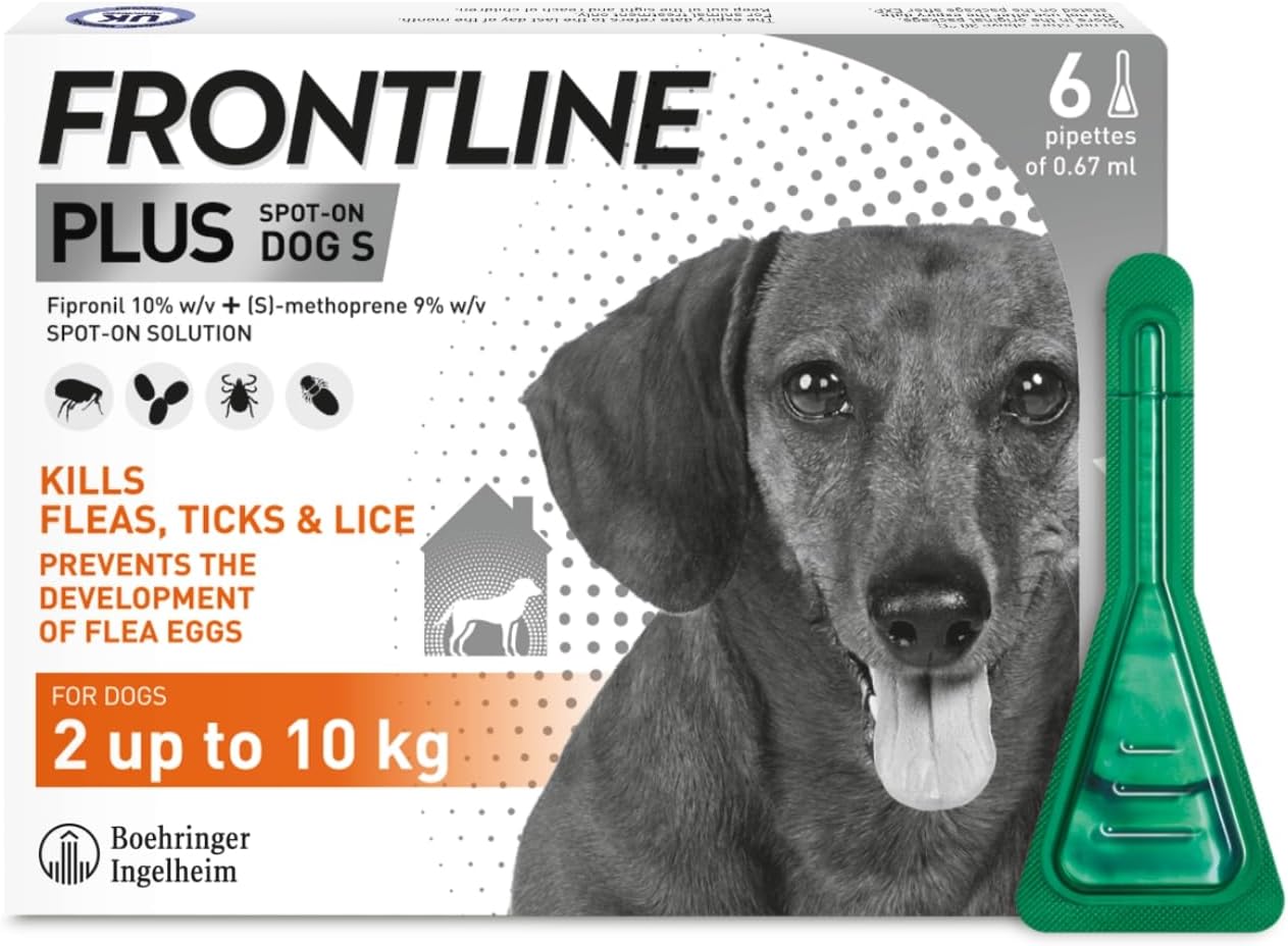 Frontline Plus Flea & Tick Treatment for Small Dogs – 6 Pipette Pack for Long-Lasting Protection