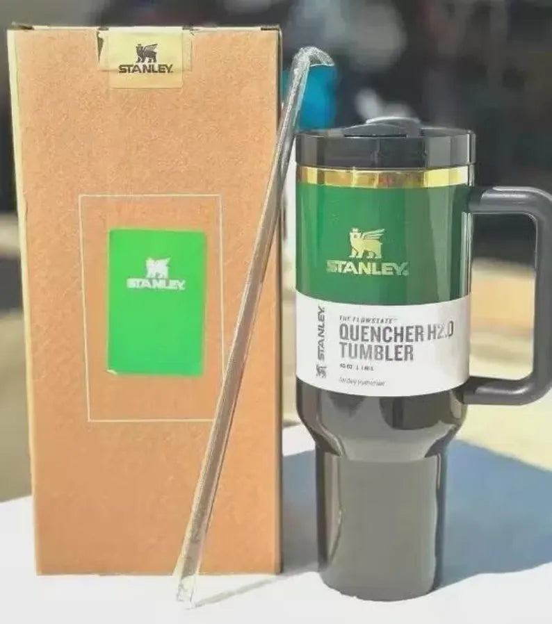 Stanley Quencher H2.0 Tumbler 40oz – Green | Insulated Stainless Steel Cup with Handle & Straw