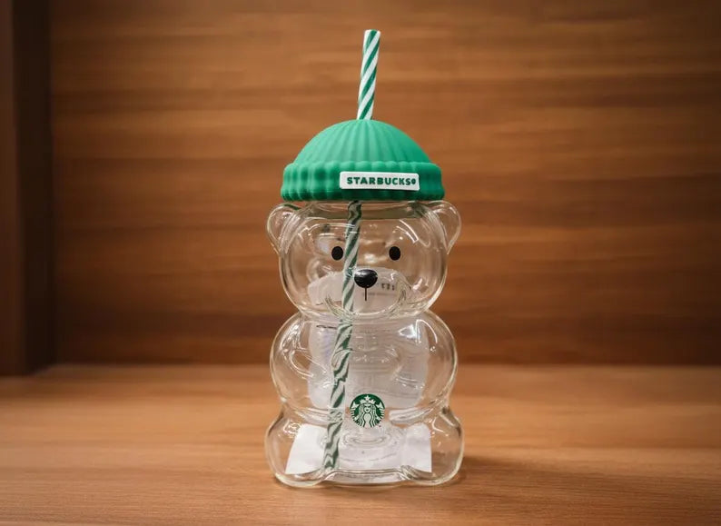 Starbucks Bear Glass Cold Cup, Limited Edition Bearista Tumbler, Reusable Iced Drinkware