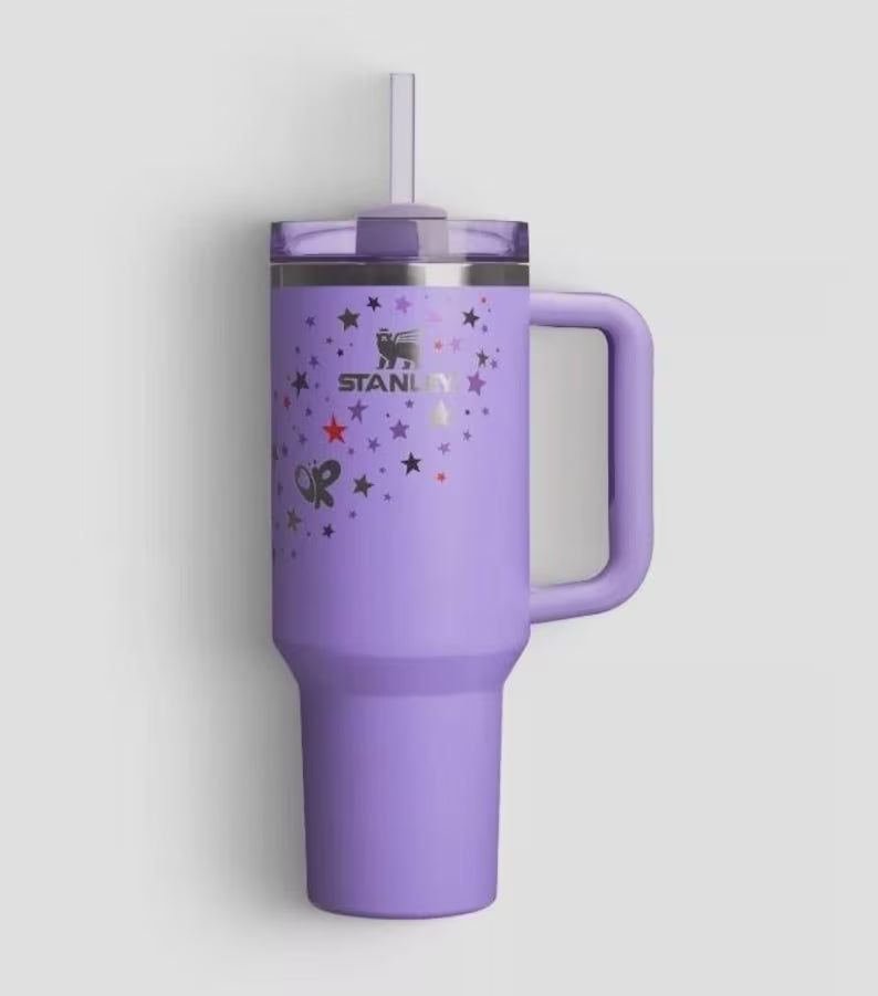 Purple Star Stanley Tumbler | Olivia Rodrigo Inspired 40oz Travel Mug Handle Straw