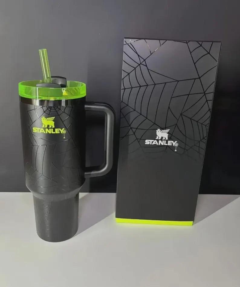 STANLEY The Halloween Quencher H2.0 FlowState Tumbler WEB GLOW Authentic Black