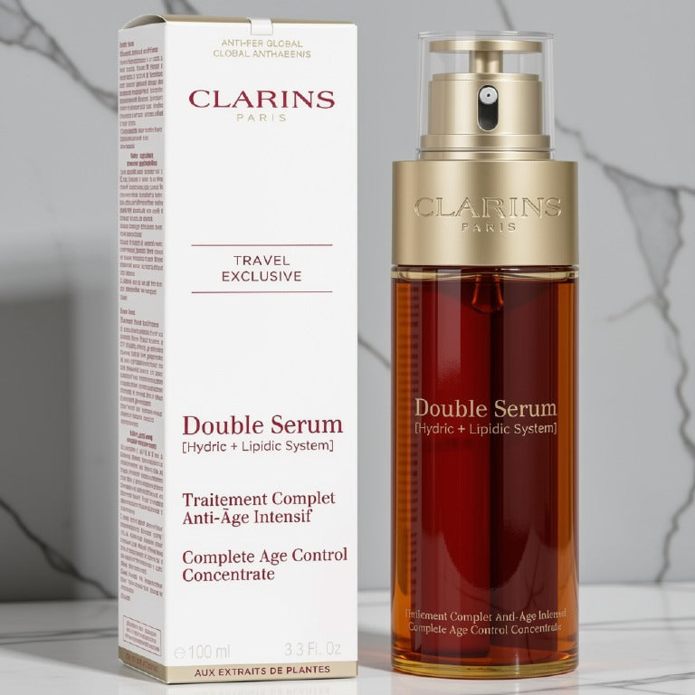 Clarins Double Serum Complete Age Control Concentrate 3.3 oz / 100ml Anti-Aging Face Serum New Authentic